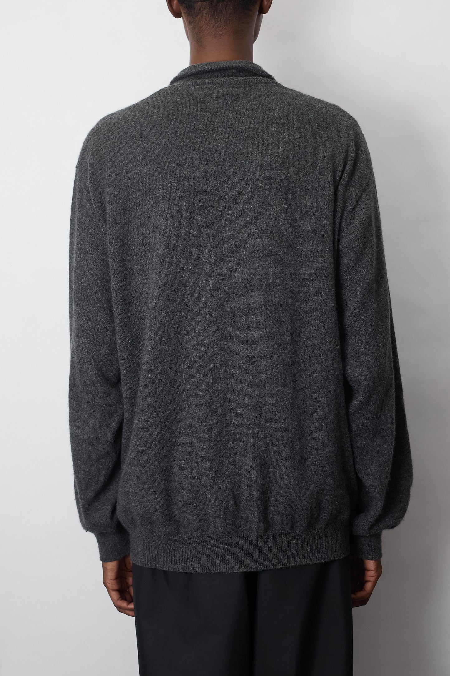 VINTAGE GRAY CASHMERE HALF ZIP KNIT