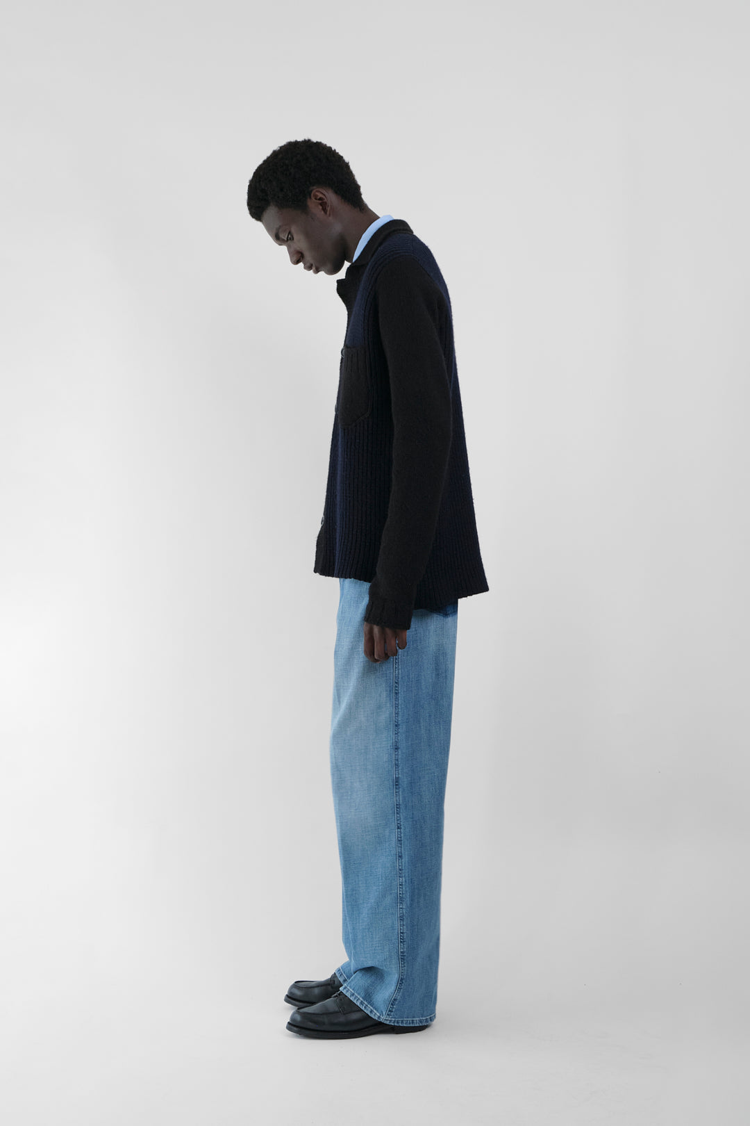 DRIES VAN NOTEN BLACK WOOL KNIT SHIRT
