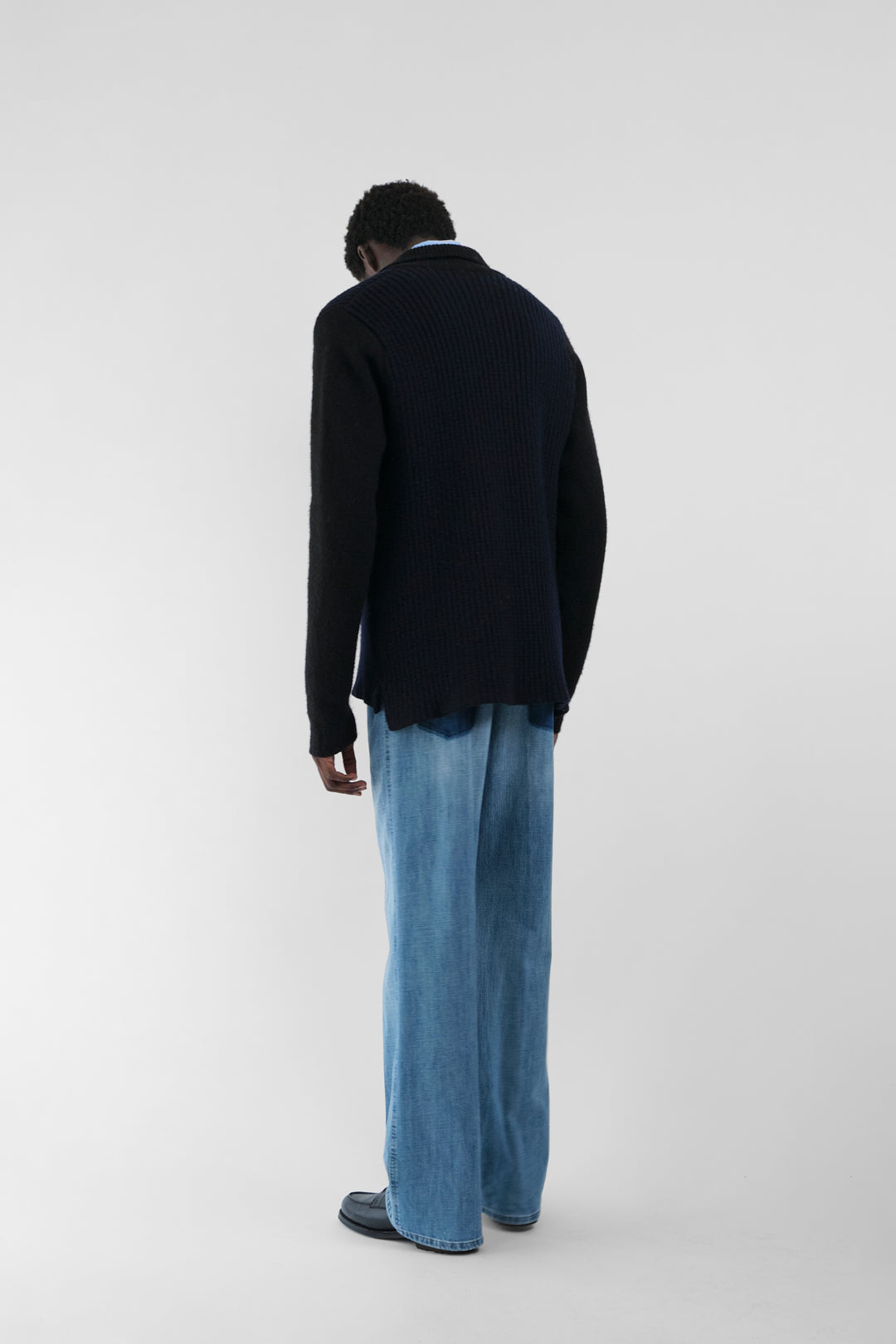 DRIES VAN NOTEN BLACK WOOL KNIT SHIRT