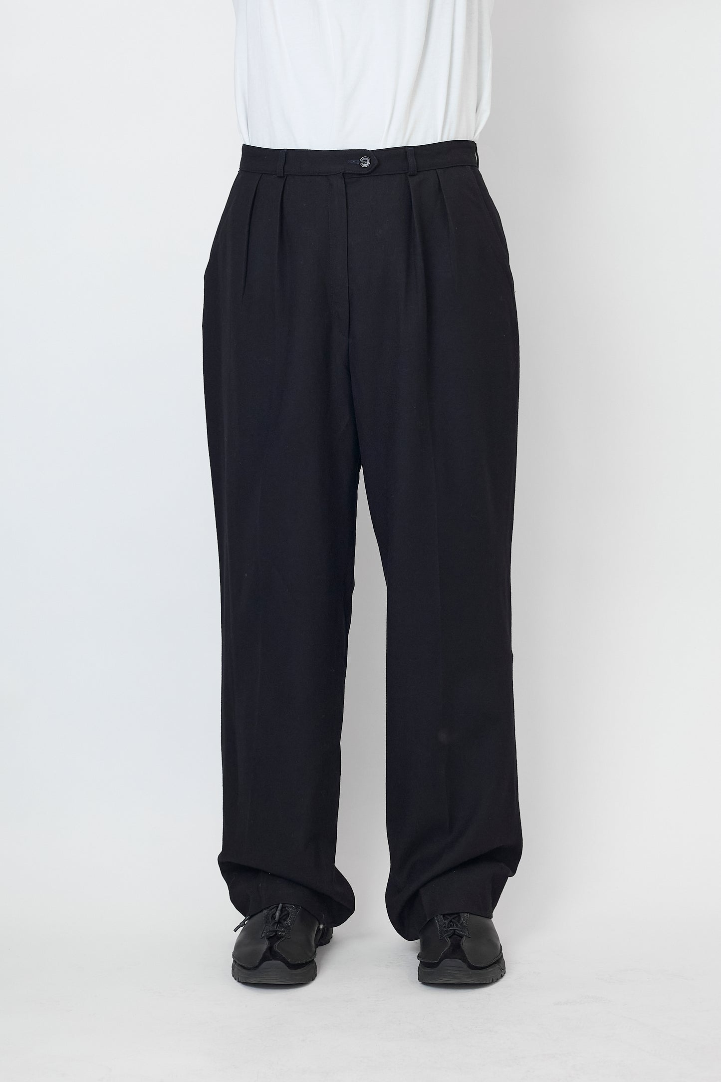 VINTAGE BLACK WOOL WIDE PANTS