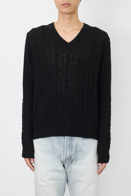 PRADA BLACK WOOL V NECK KNIT