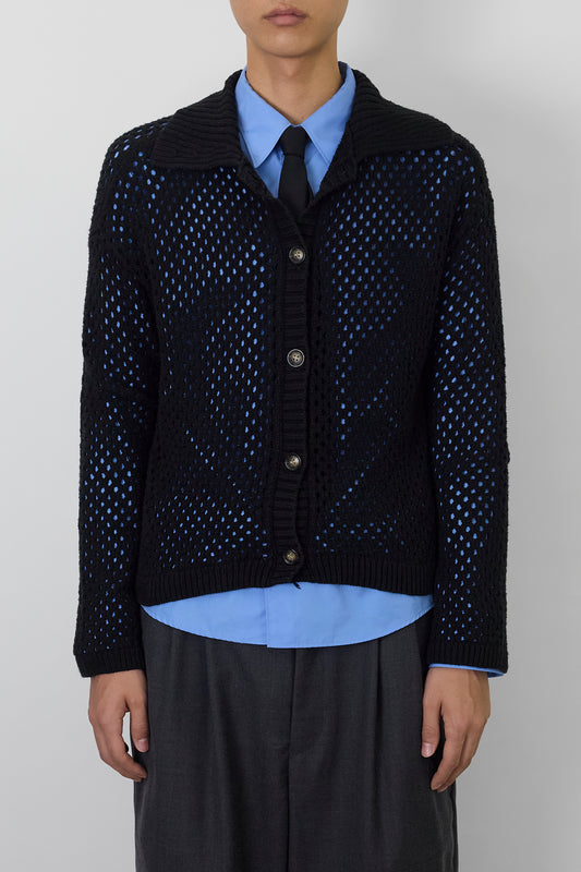 VINTAGE DESIGNED BLACK COTTON SHORT KNIT