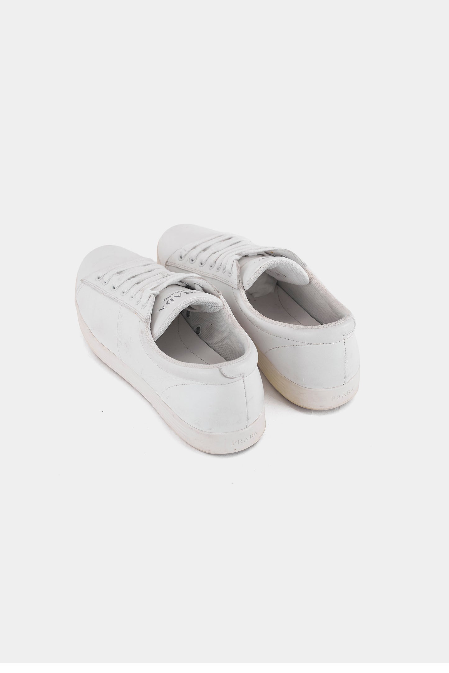 PRADA WHITE CLASSIC LEATHER SHOES MADE IN ITALY