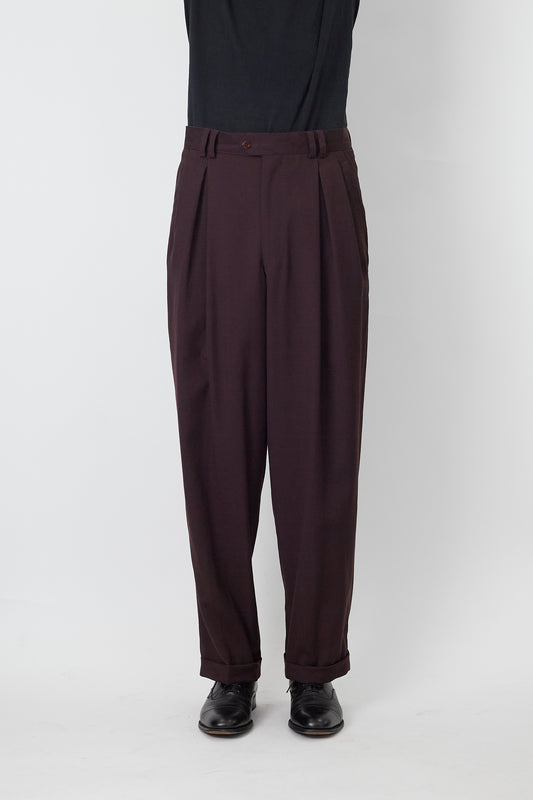 VINTAGE BROWN WOOL WIDE PANTS MADE IN ITALY