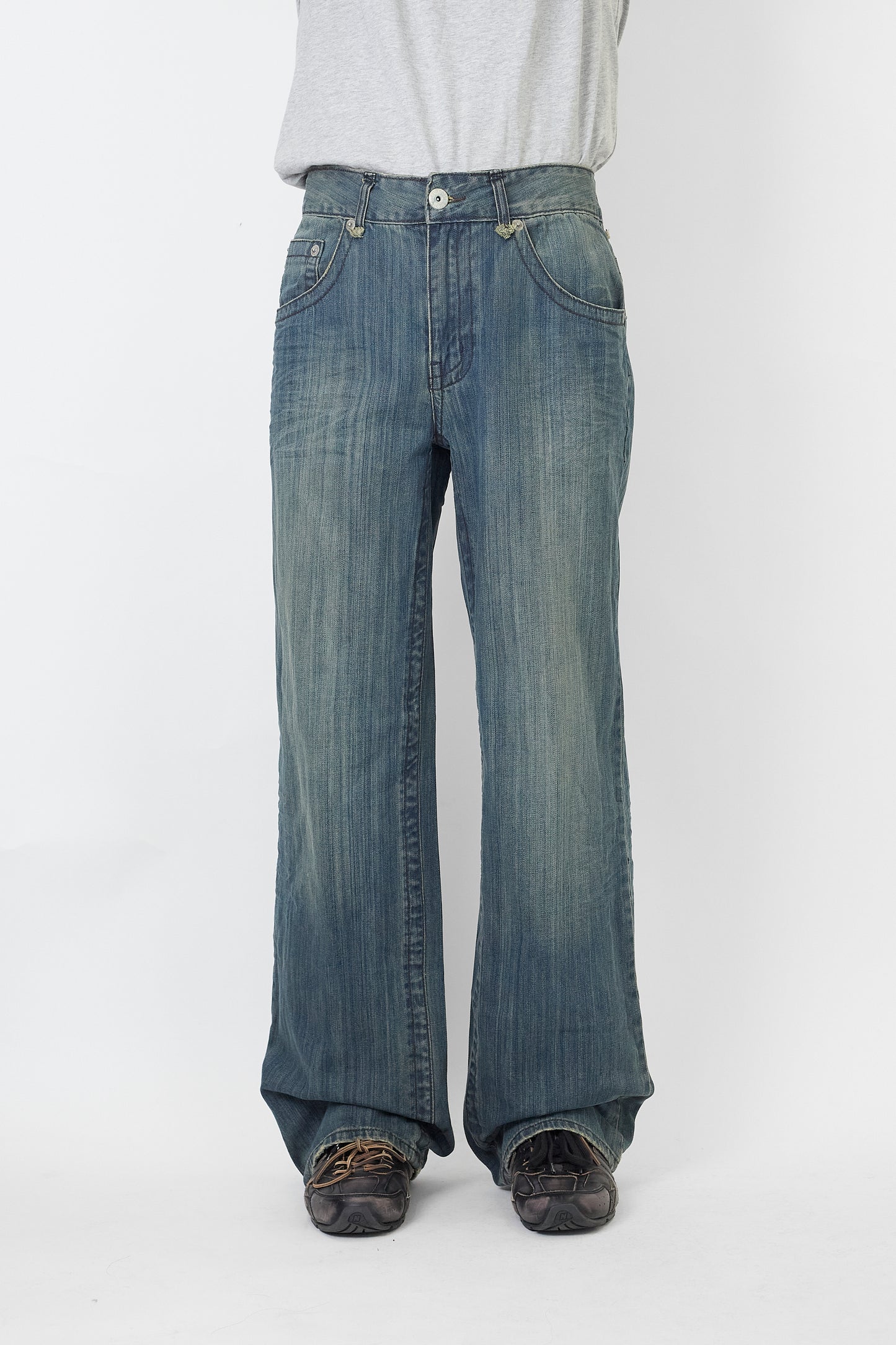 ADOLFO DOMINGUEZ BLUE DENIM WIDE PANTS MADE IN SPAIN