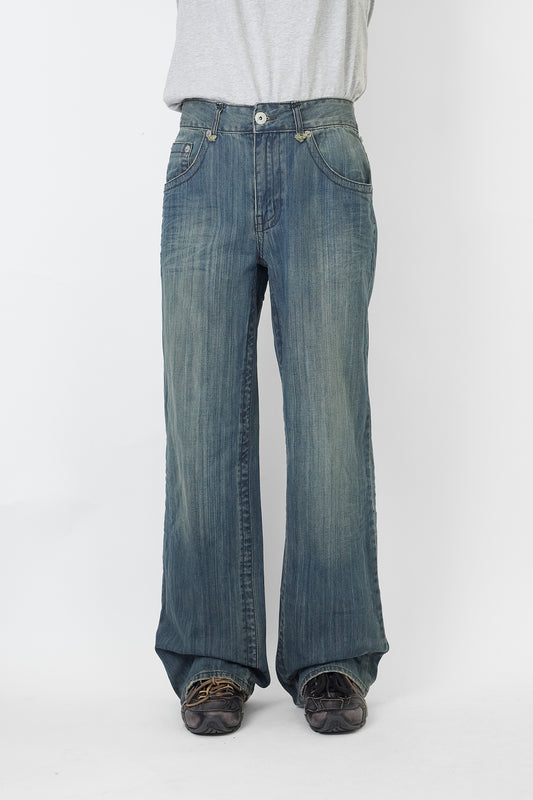 ADOLFO DOMINGUEZ BLUE DENIM WIDE PANTS MADE IN SPAIN