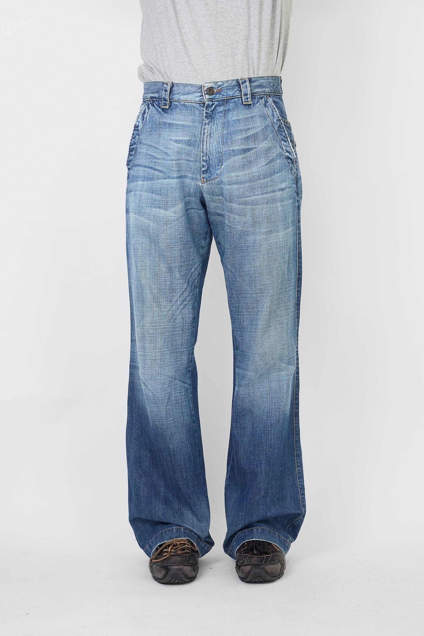 VINTAGE BLUE DENIM WIDE PANTS MADE IN ITALY