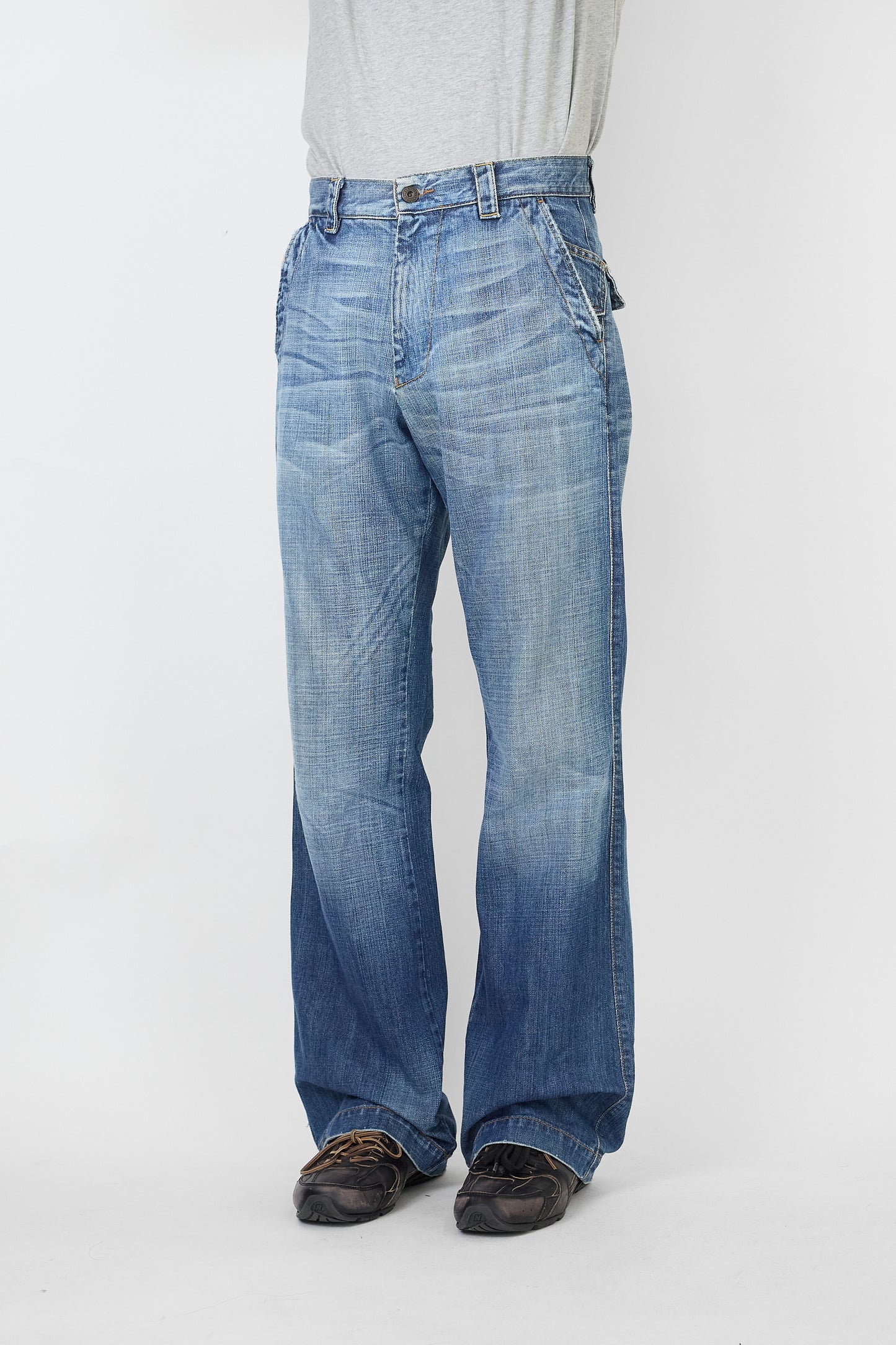 VINTAGE BLUE DENIM WIDE PANTS MADE IN ITALY