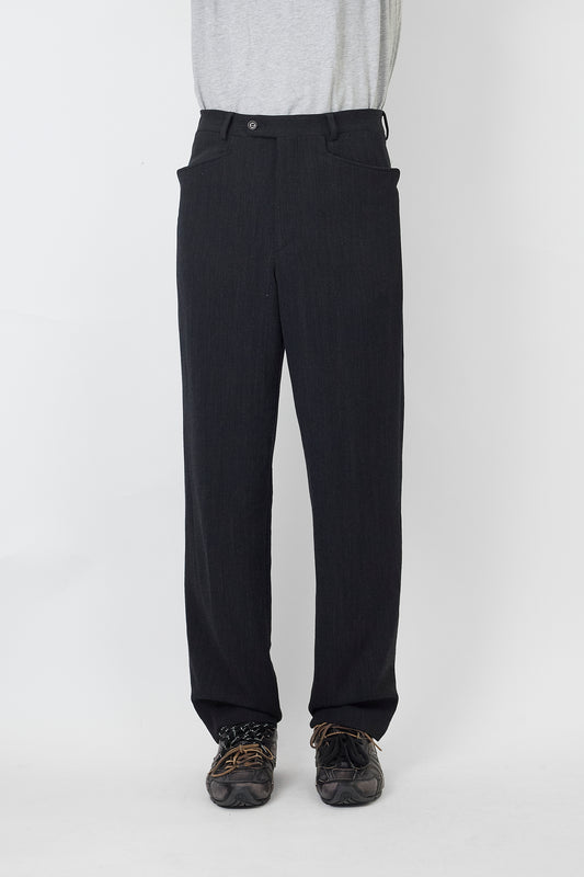 VINTAGE GRAY WOOL WIDE PANTS MADE IN ITALY