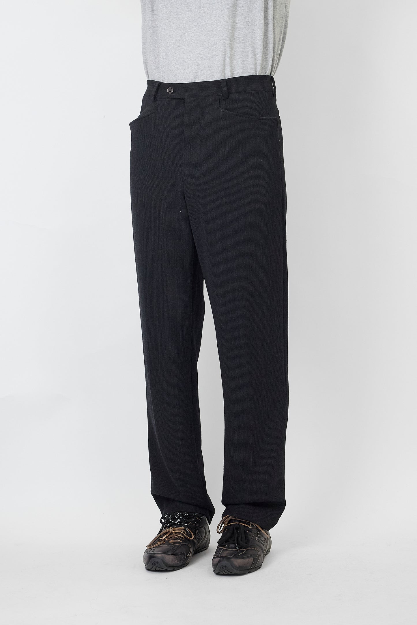 VINTAGE GRAY WOOL WIDE PANTS MADE IN ITALY