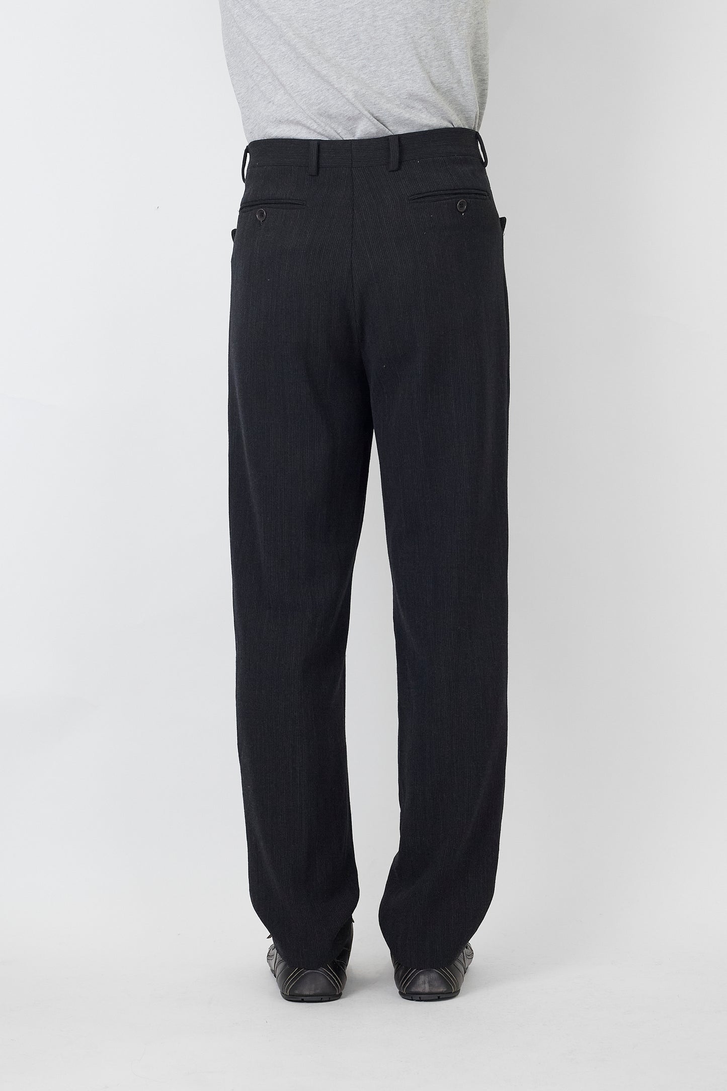 VINTAGE GRAY WOOL WIDE PANTS MADE IN ITALY