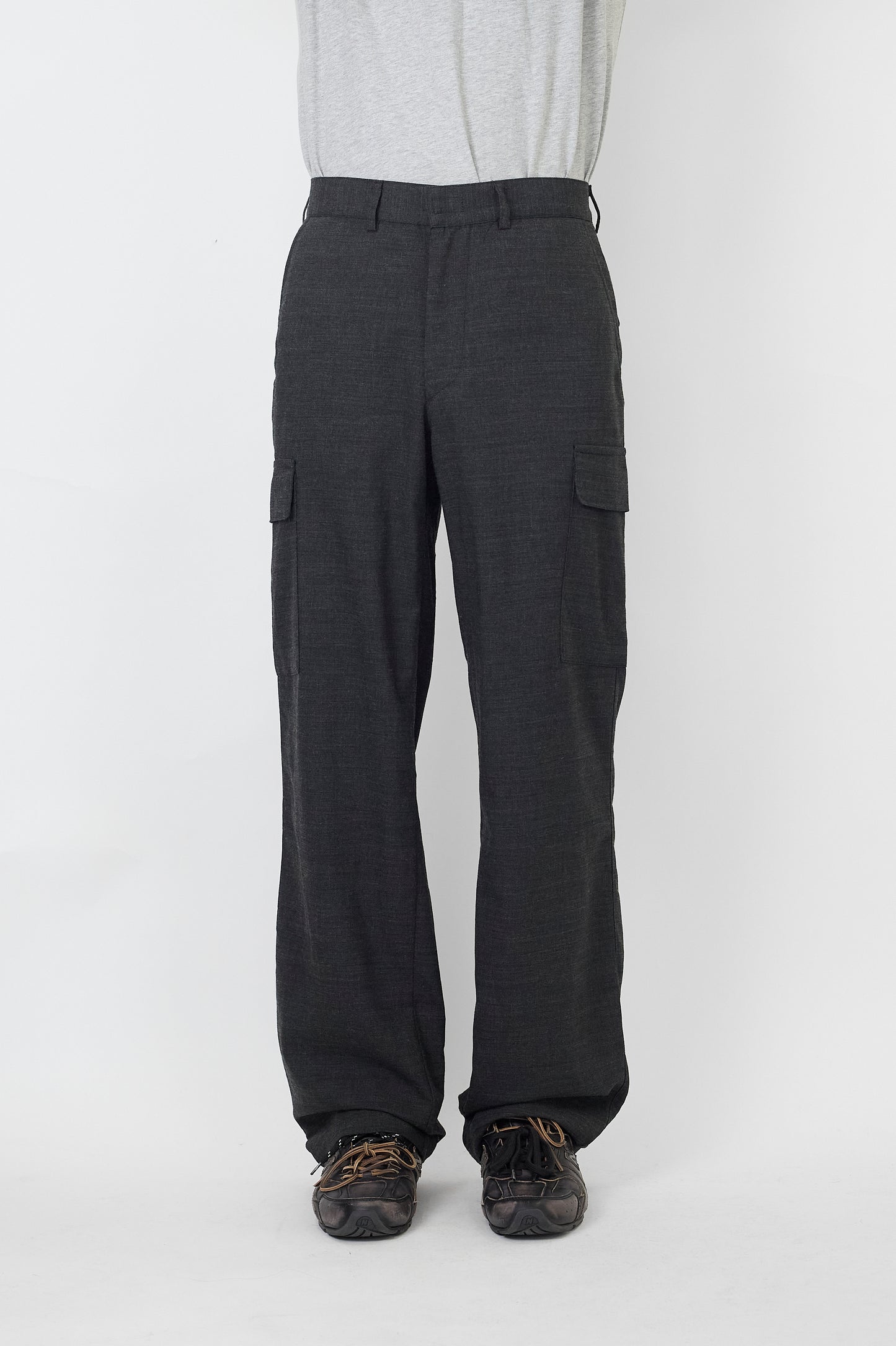 VINTAGE GRAY WIDE CARGO PANTS MADE IN ITALY