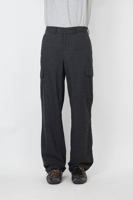 VINTAGE GRAY WIDE CARGO PANTS MADE IN ITALY