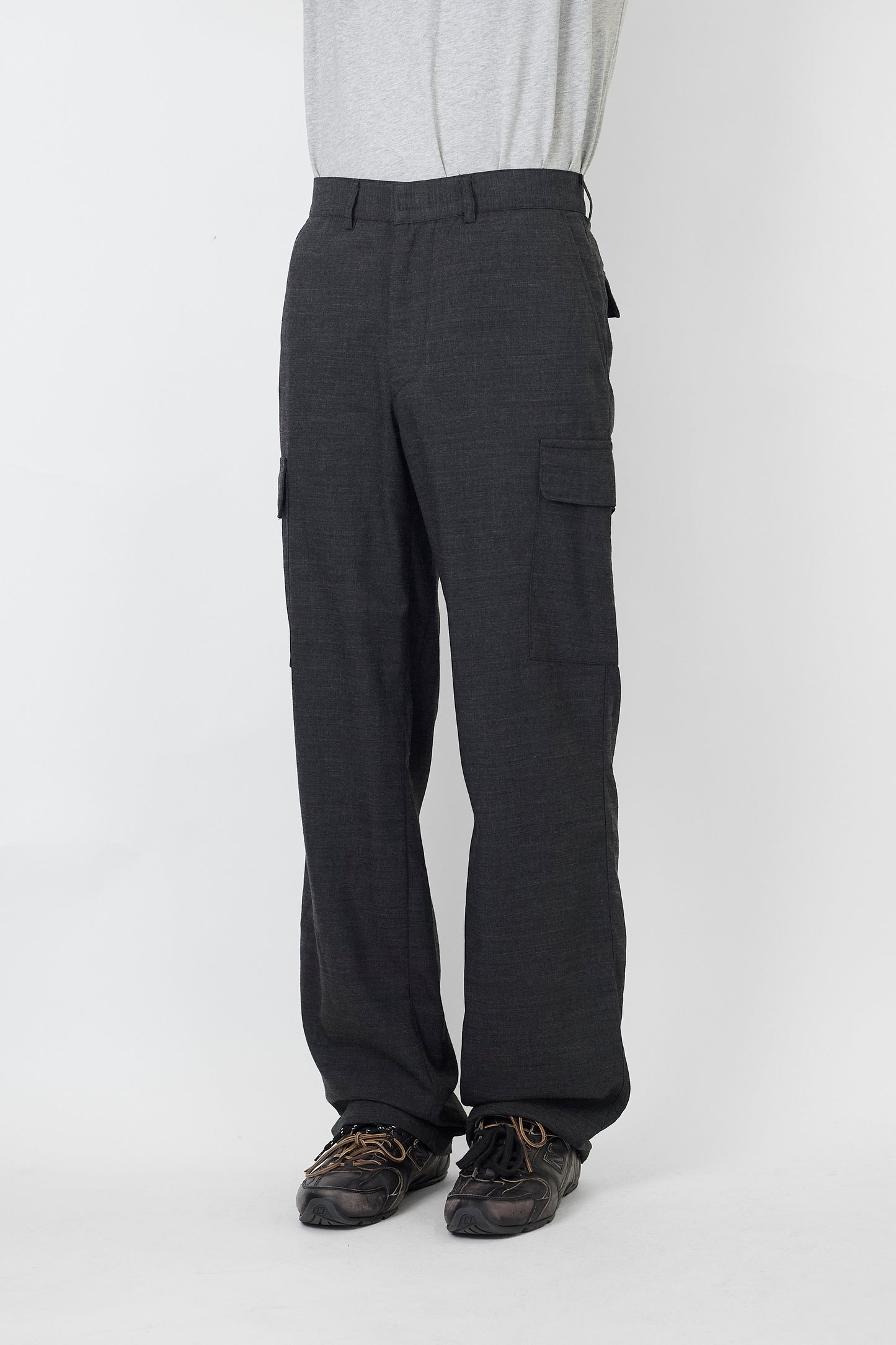 VINTAGE GRAY WIDE CARGO PANTS MADE IN ITALY