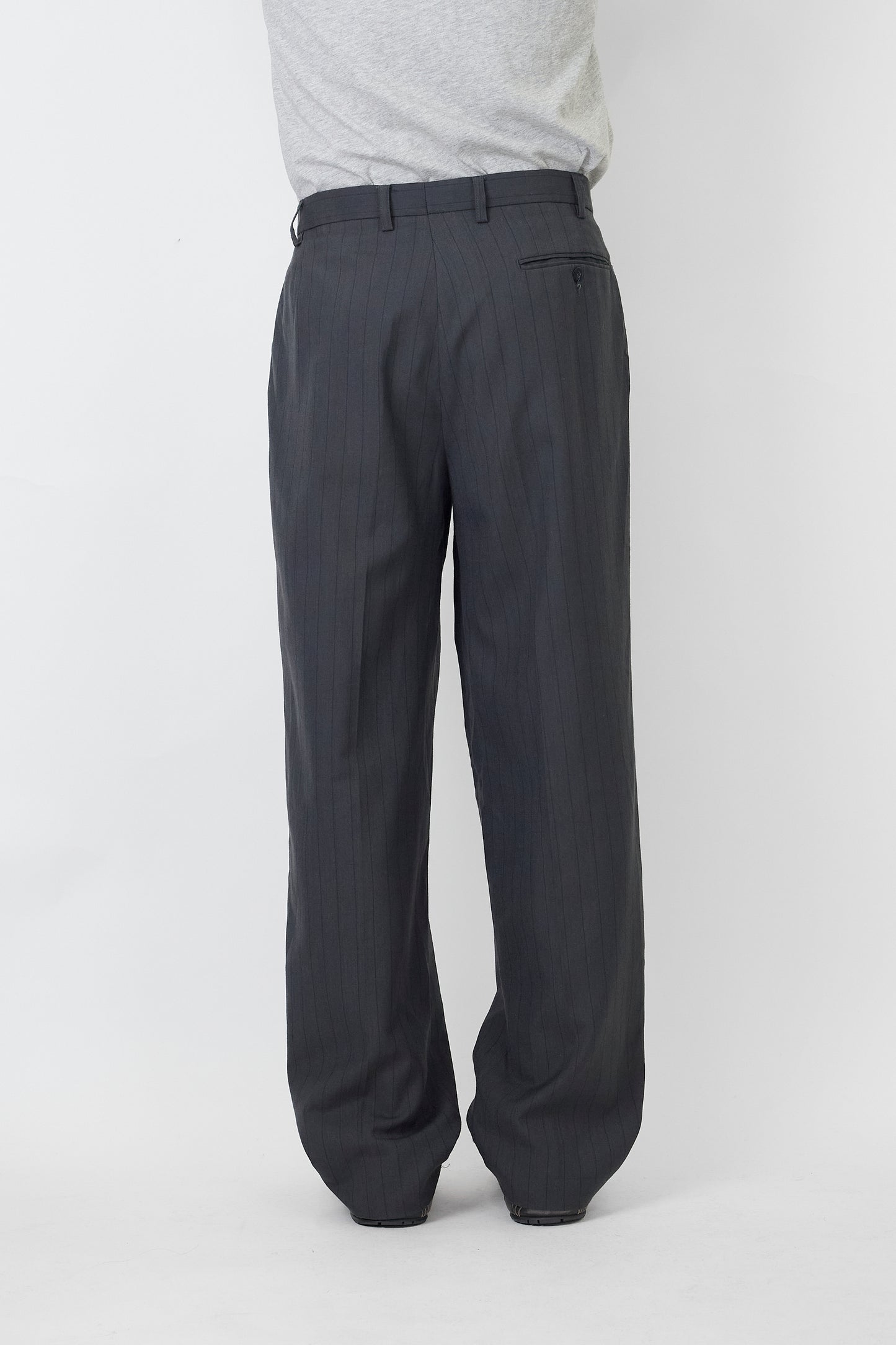 VINTAGE GRAY STRIPE WIDE PANTS