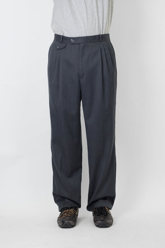VINTAGE GRAY WOOL WIDE PANTS MADE IN FRANCE