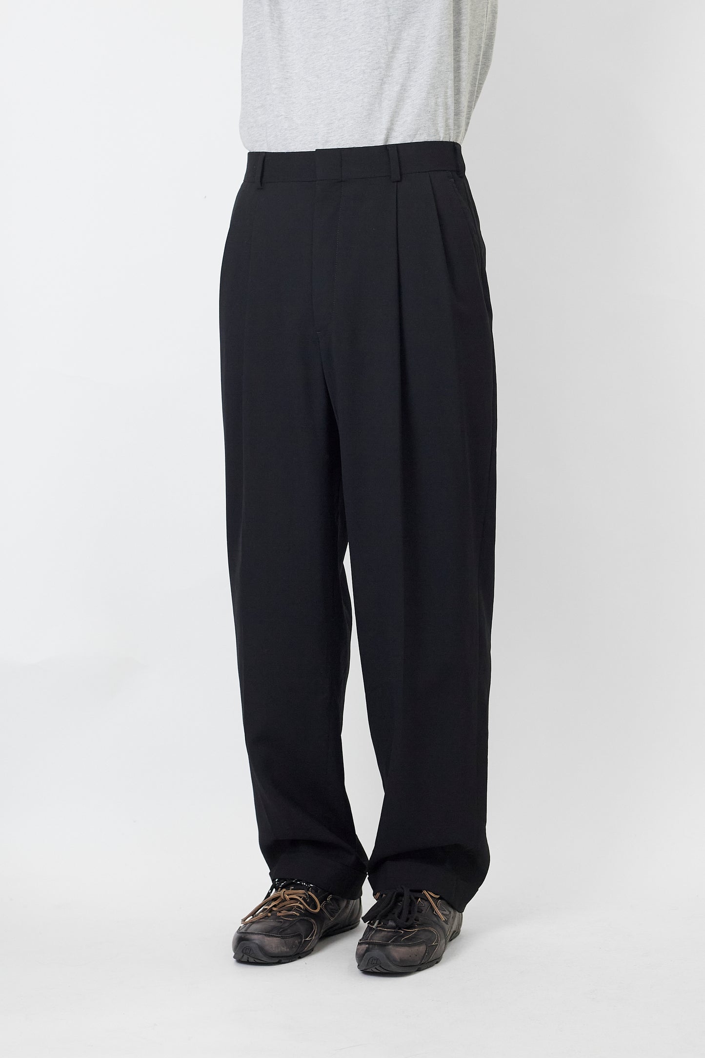 HART SCHAFFNER MARX BLACK WOOL WIDE PANTS