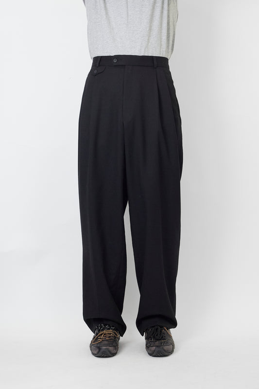 GIACOMO LARUSIO BLACK WOOL WIDE PANTS MADE IN ITALY
