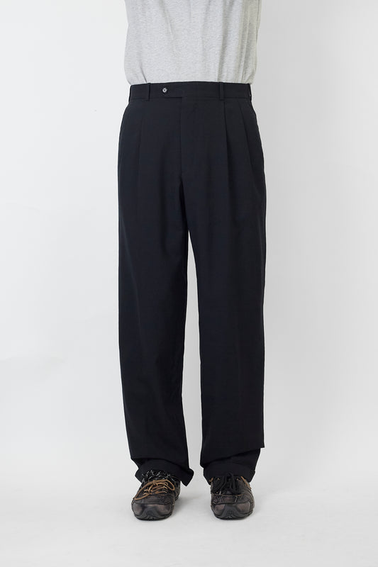 KEITHMOOR BLACK WOOL WIDE PANTS MADE IN ITALY