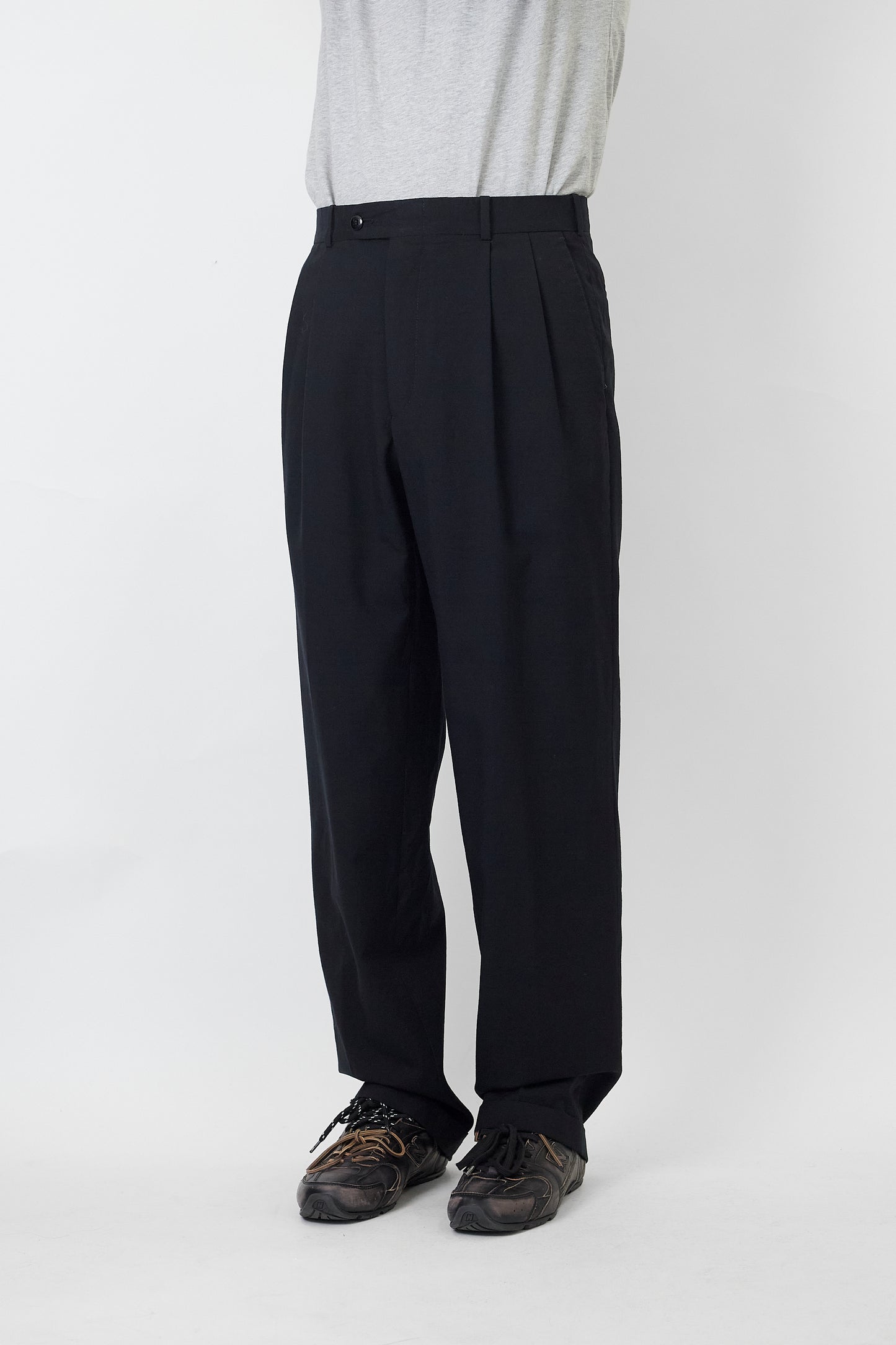 KEITHMOOR BLACK WOOL WIDE PANTS MADE IN ITALY