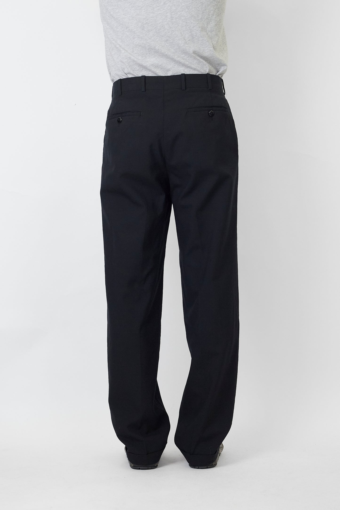 KEITHMOOR BLACK WOOL WIDE PANTS MADE IN ITALY