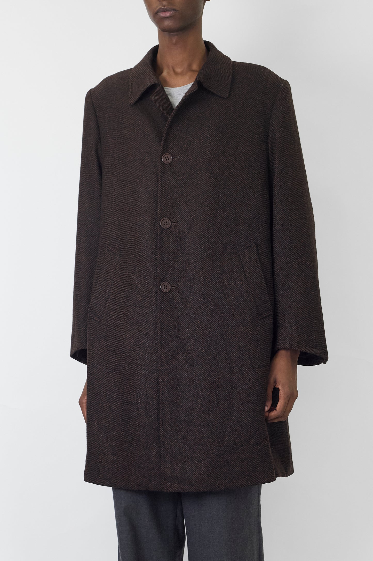 ERMENEGILDO ZEGNA BROWN WOOL COAT MADE IN ITALY