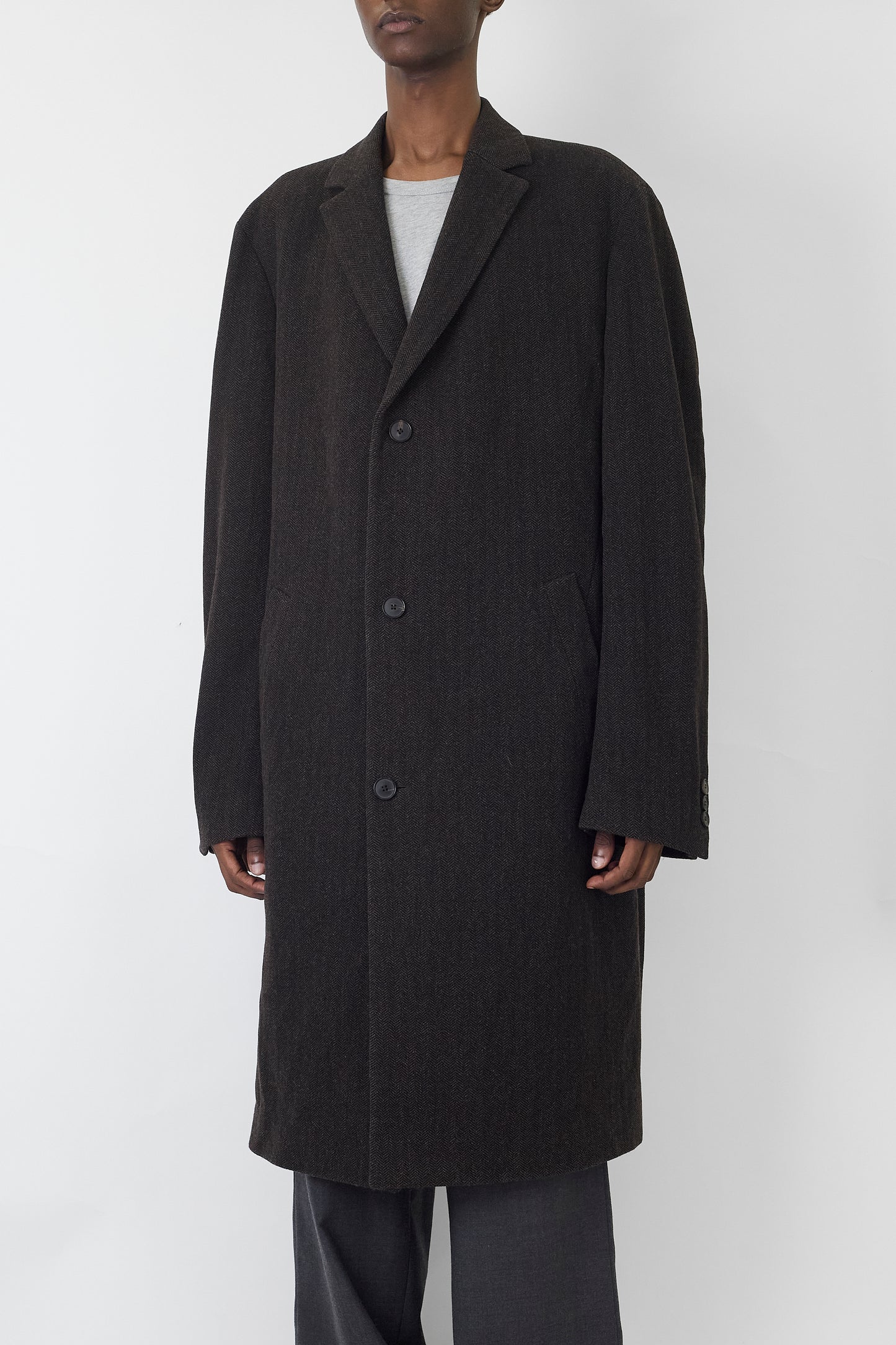 HUGO BOSS BROWN WOOL LONG COAT MADE IN ITALY