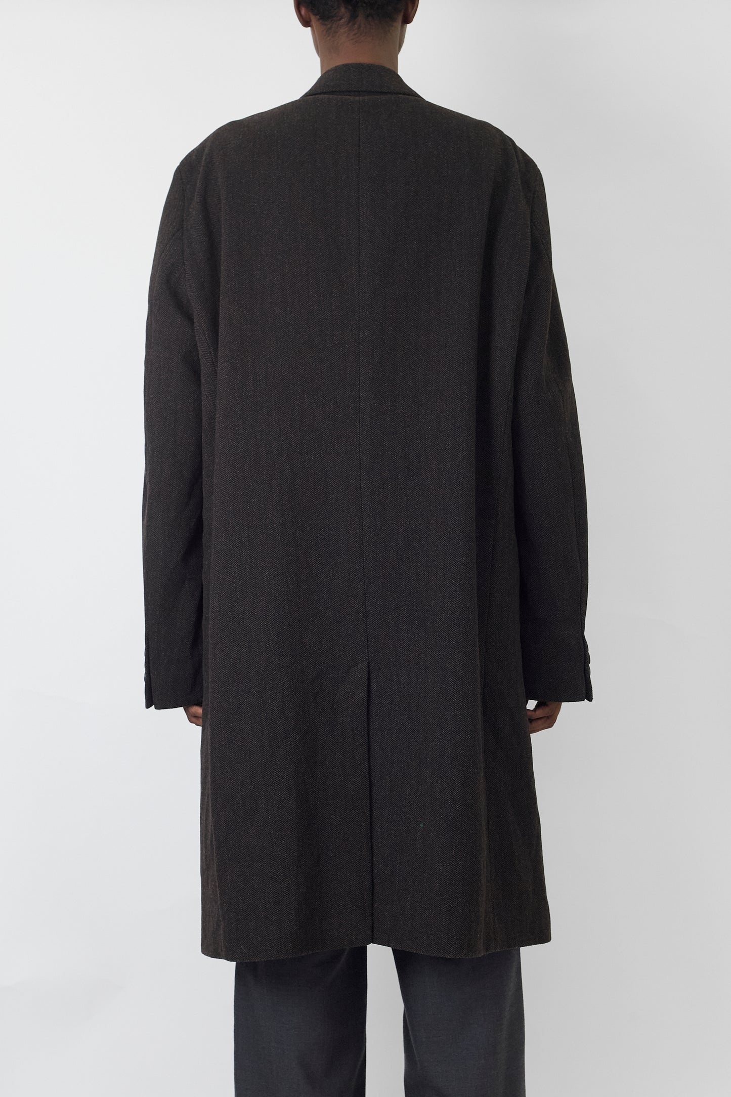 HUGO BOSS BROWN WOOL LONG COAT MADE IN ITALY