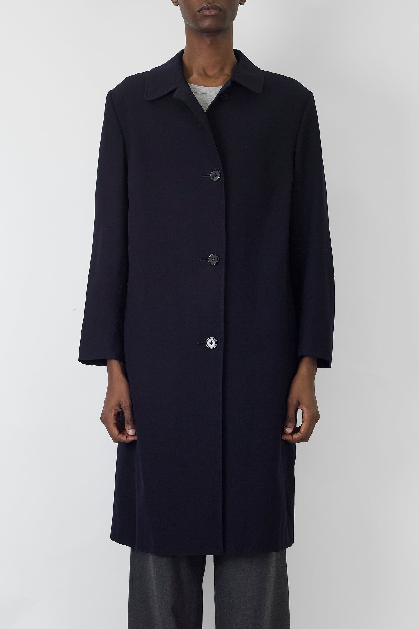 VINTAGE NAVY WOOL LONG COAT