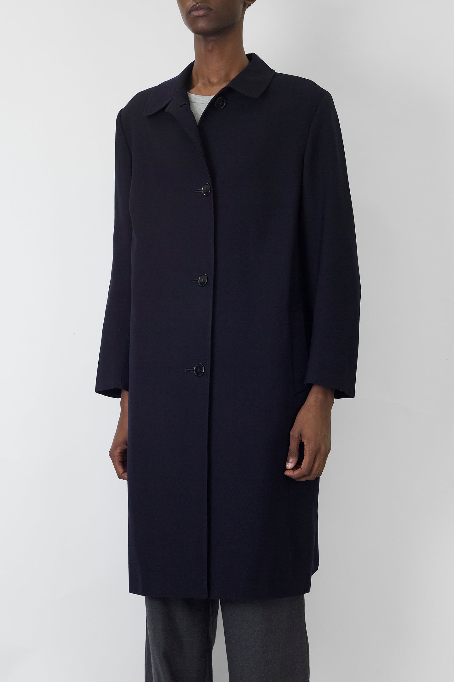 VINTAGE NAVY WOOL LONG COAT
