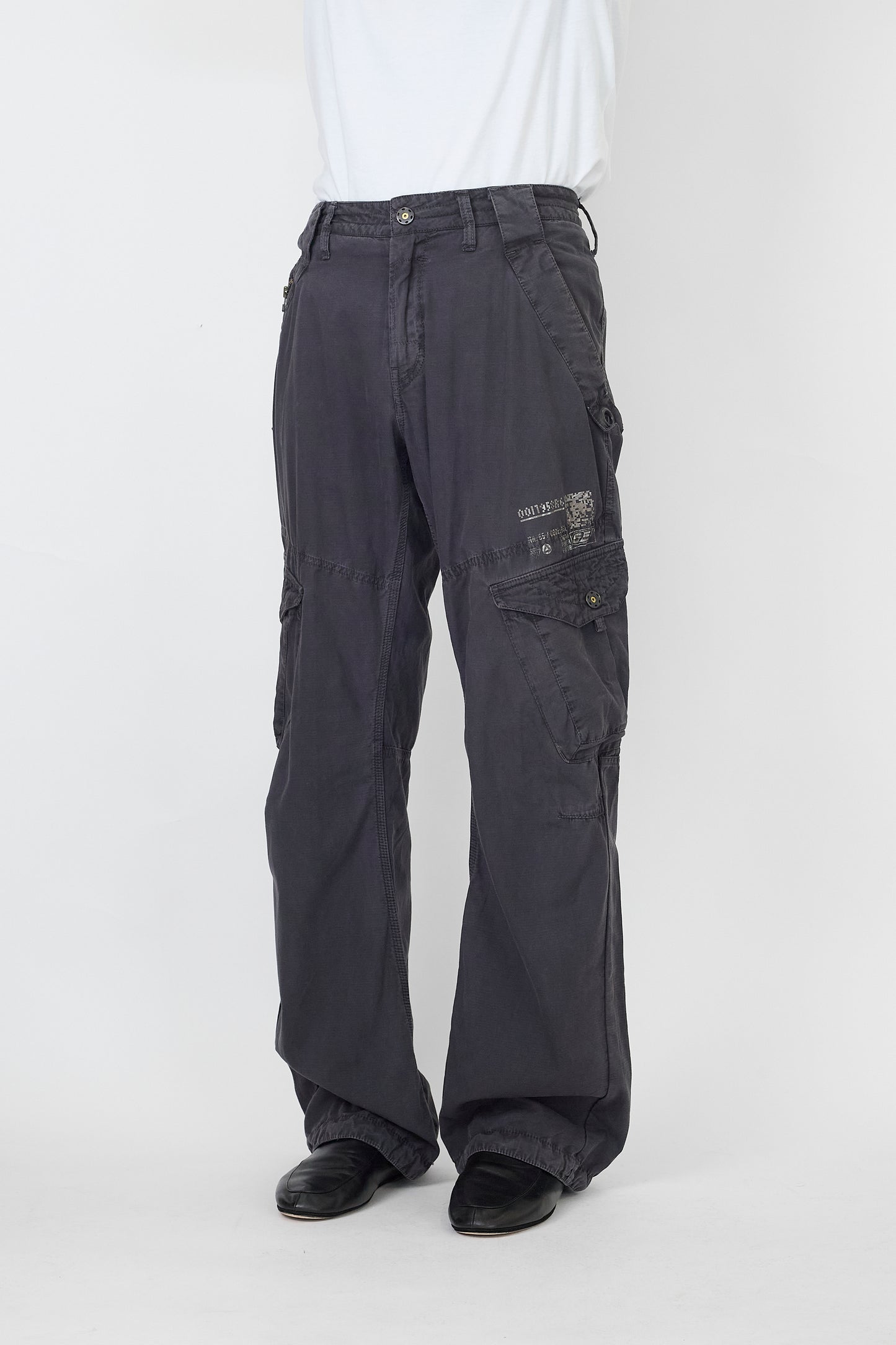 VINTAGE DESIGNED GRAY WIDE CARGO PANTS