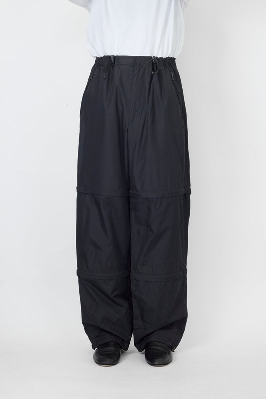VINTAGE DESIGNED BLACK NYLON TECH WIDE PANTS