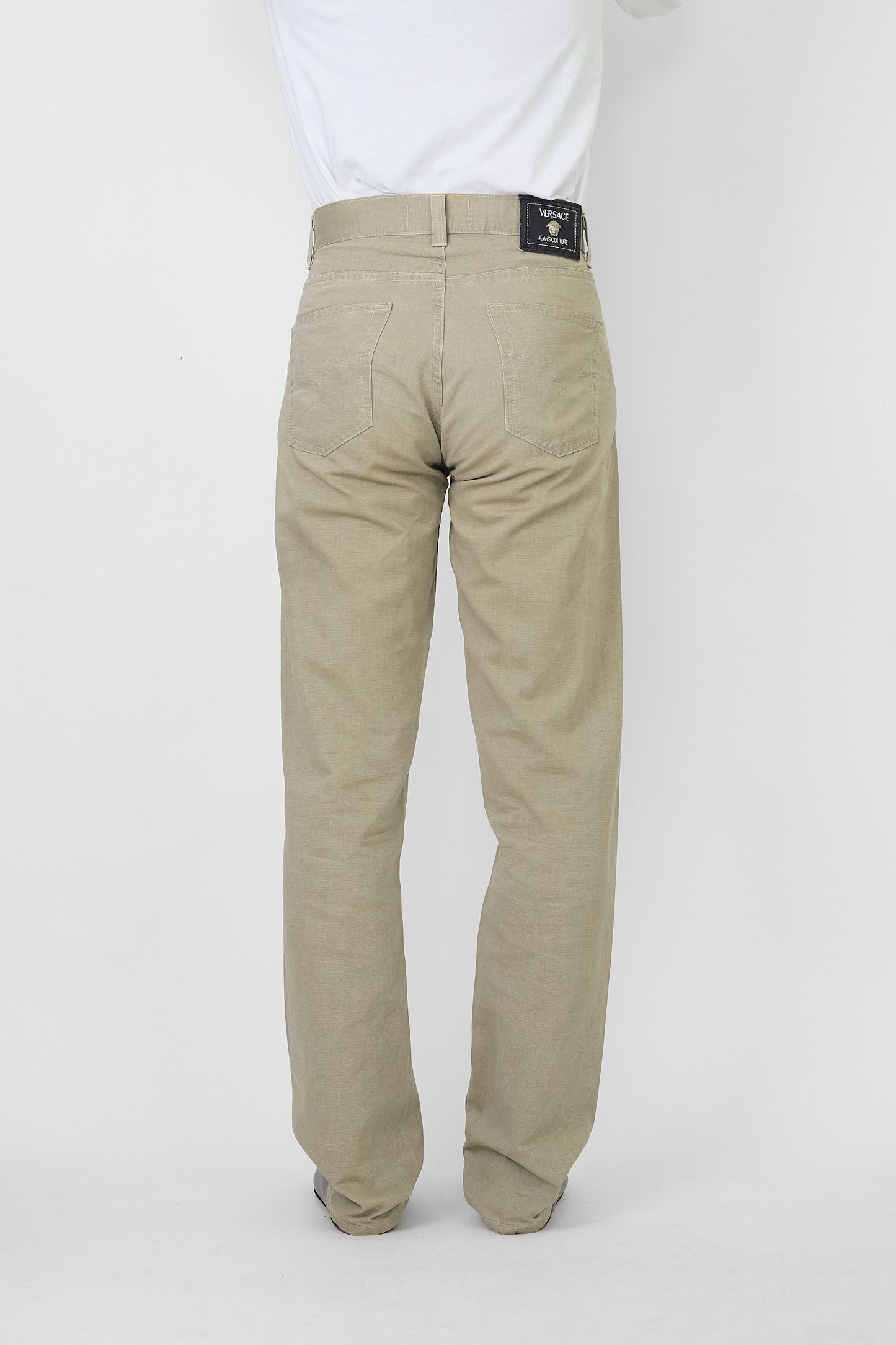 VERSACE JEANS COUTURE BEIGE COTTON PANTS MADE IN ITALY