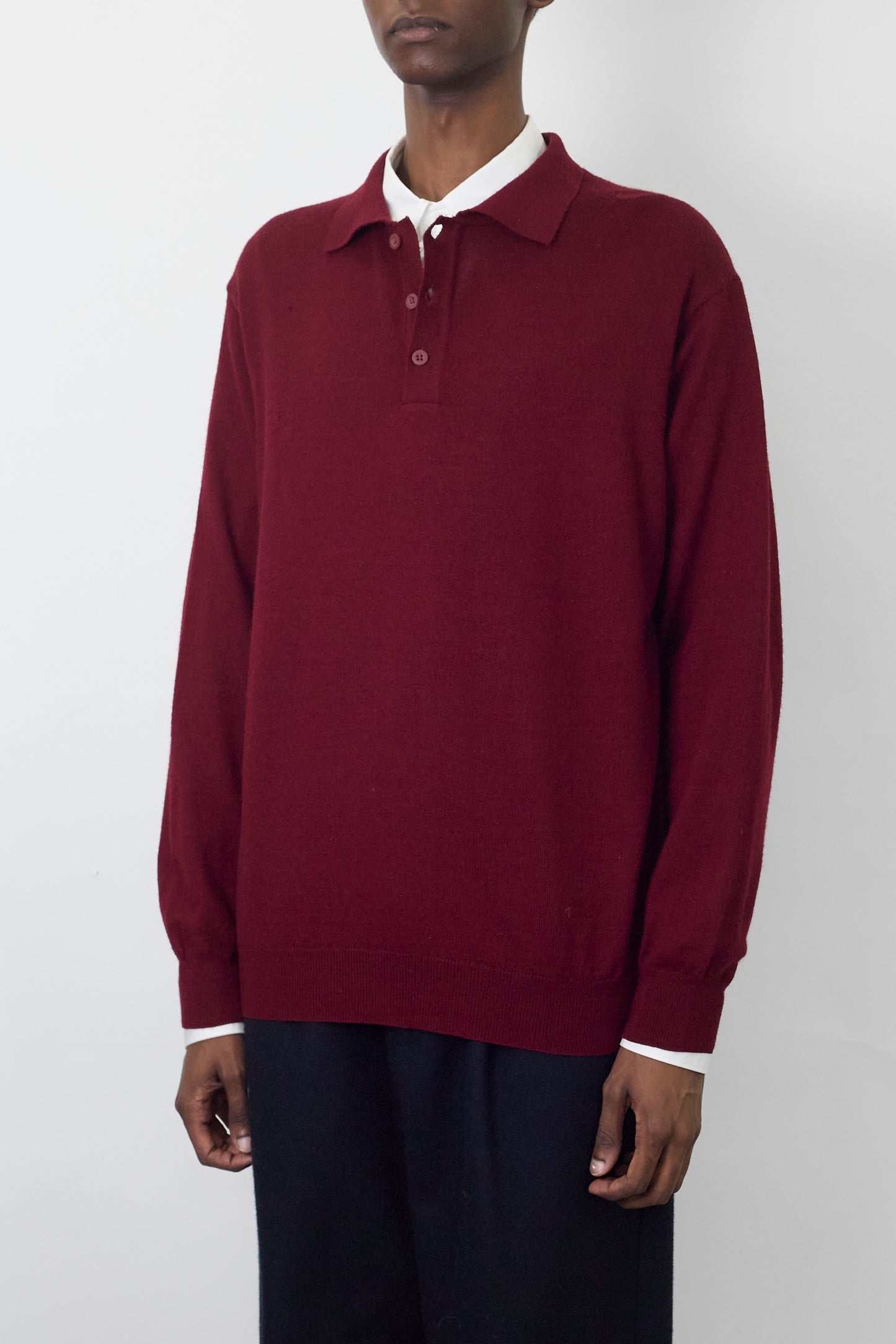 VINTAGE BURGUNDY WOOL KNIT POLO SHIRT