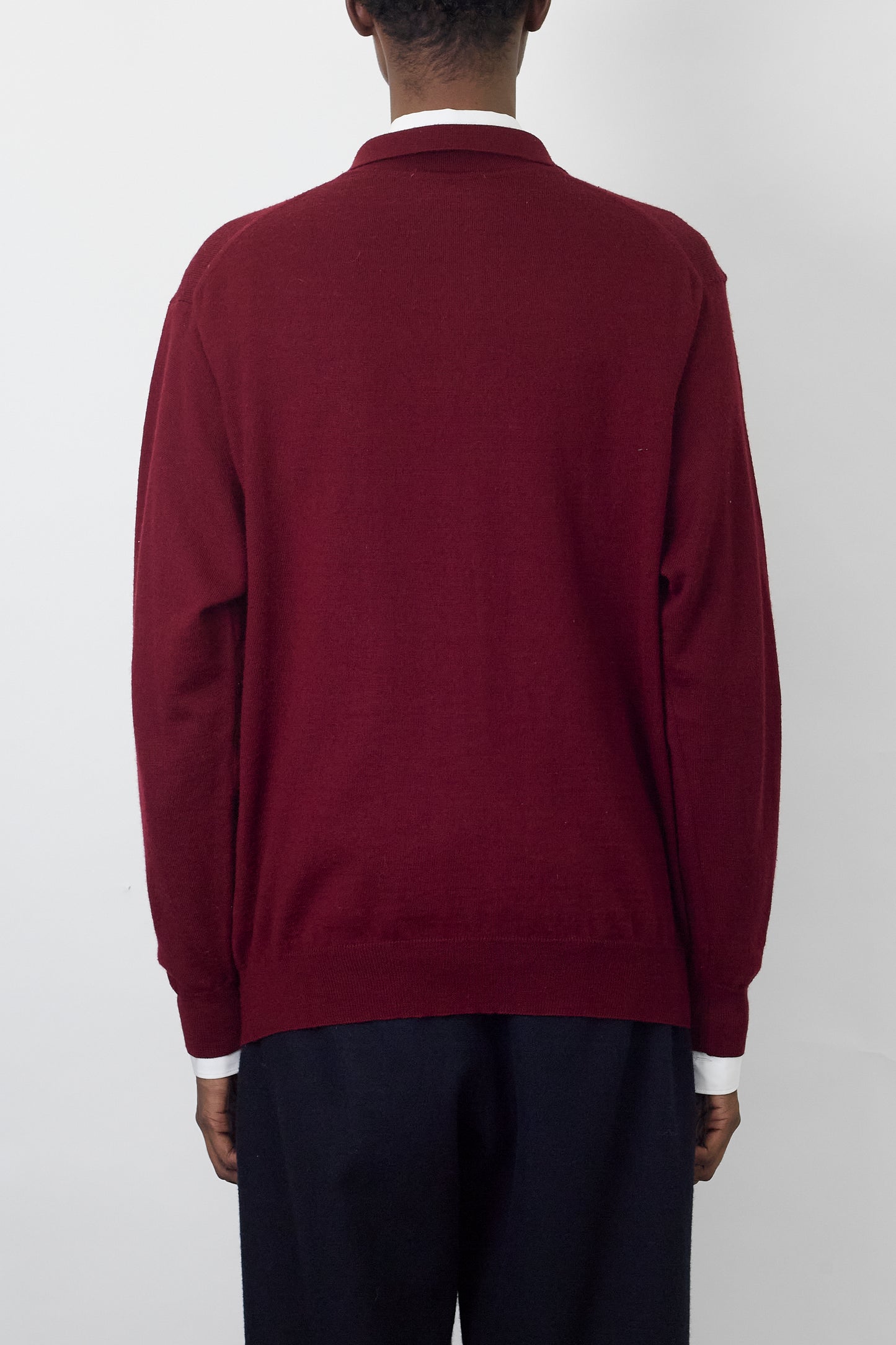 VINTAGE BURGUNDY WOOL KNIT POLO SHIRT