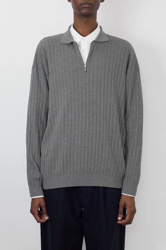 ENZO LORENZO GRAY KNIT POLO SHIRT