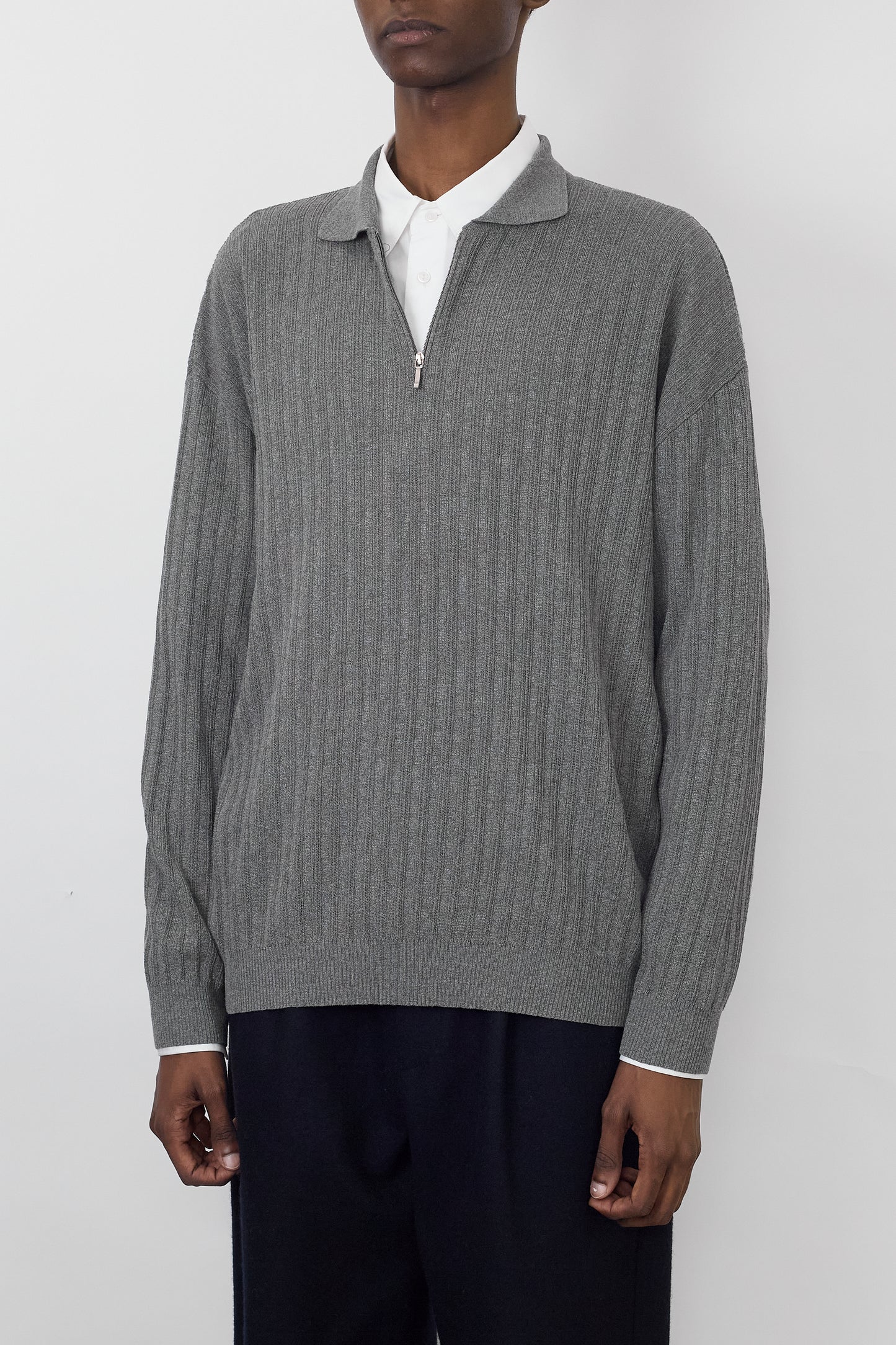 ENZO LORENZO GRAY KNIT POLO SHIRT