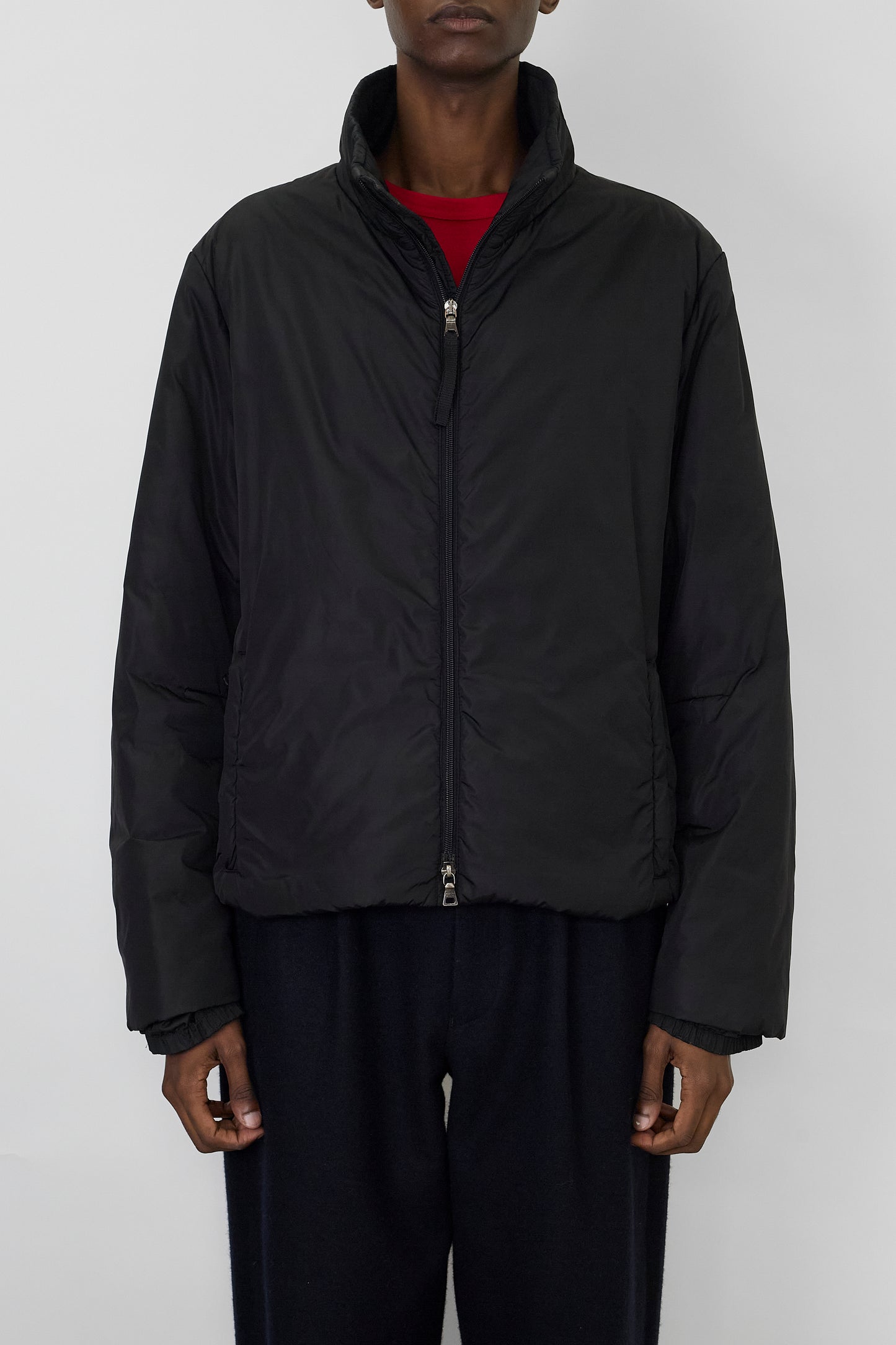 PRADA SPORT BLACK NYLON PADDED SHORT JACKET