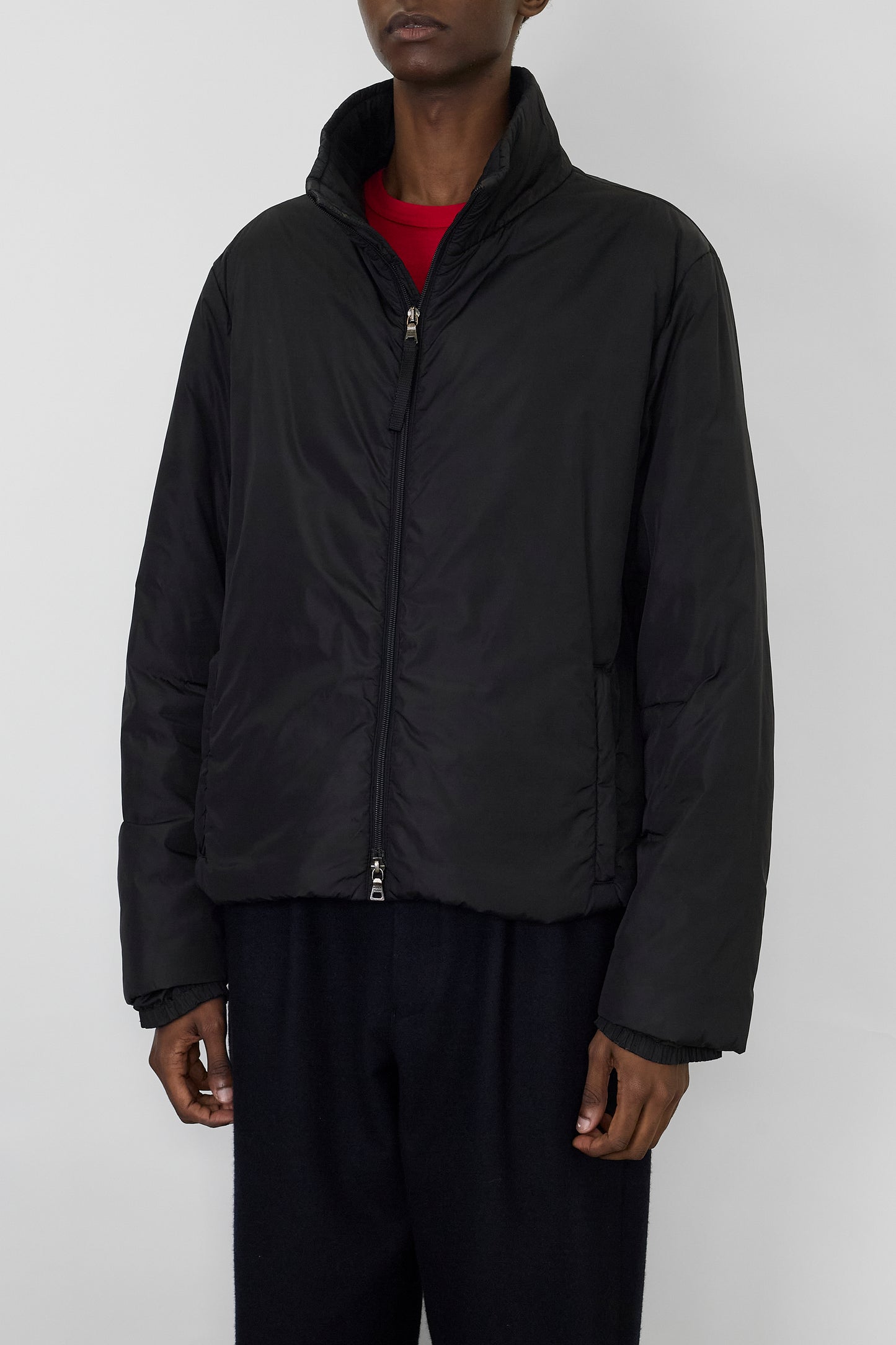 PRADA SPORT BLACK NYLON PADDED SHORT JACKET