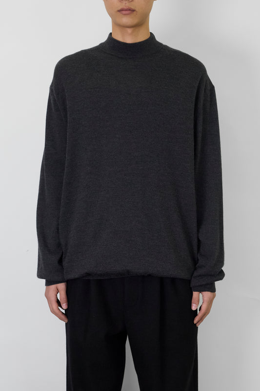 LINEA UOMO GRAY COTTON MOCK NECK KNIT MADE IN ITALY