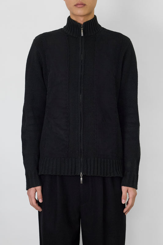 RG512 DESIGNED BLACK ZIP UP KNIT