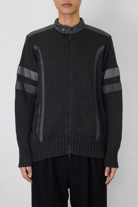 VINTAGE DESIGNED GRAY WOOL ZIP UP KNIT