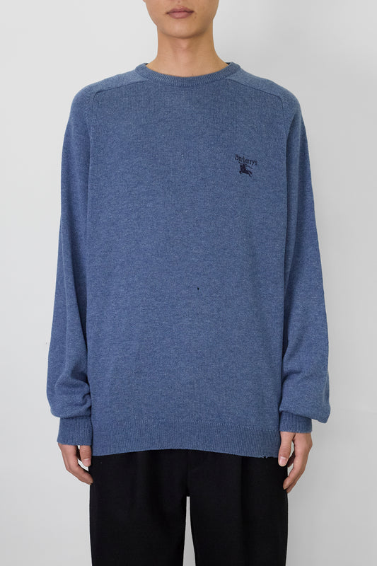 BURBERRY BLUE WOOL KNIT MADE IN UK