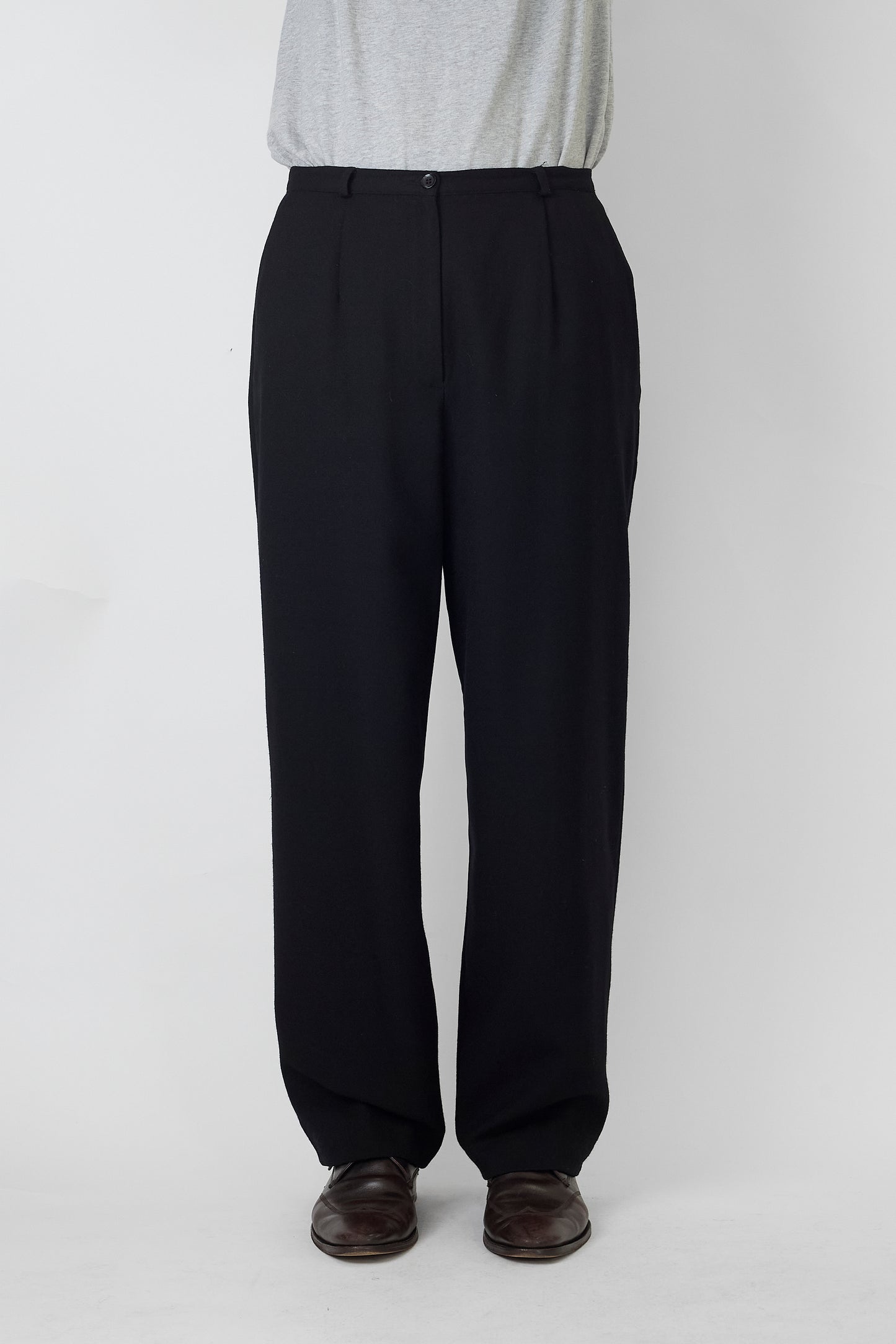 VINTAGE BLACK WOOL WIDE PANTS