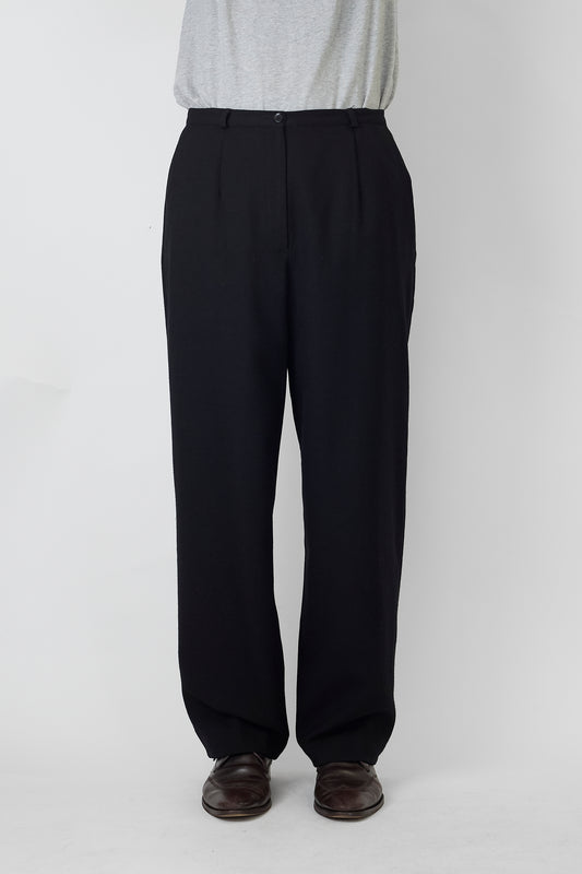 VINTAGE BLACK WOOL WIDE PANTS