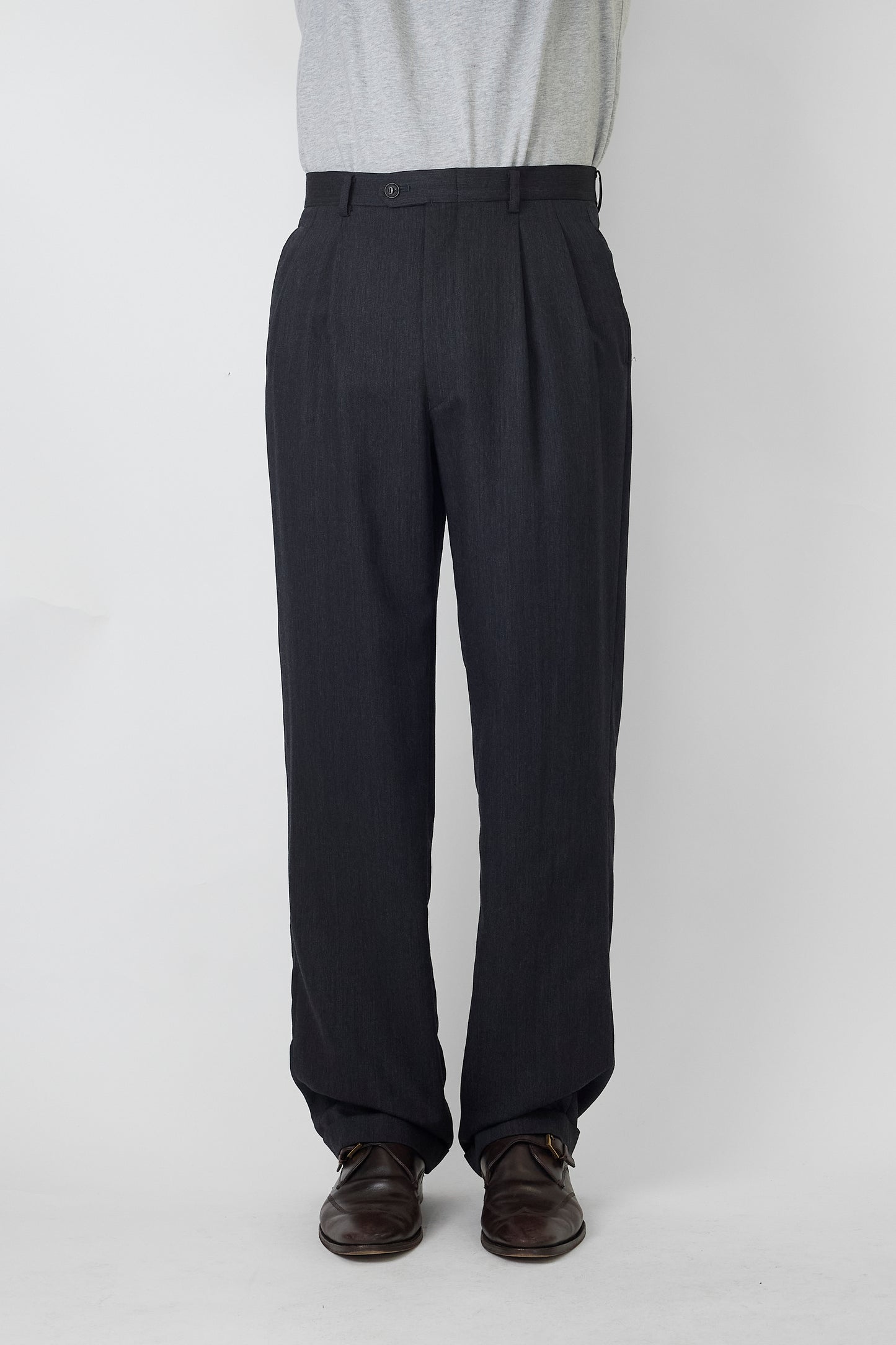 JUN MEN GRAY WOOL WIDE PANTS