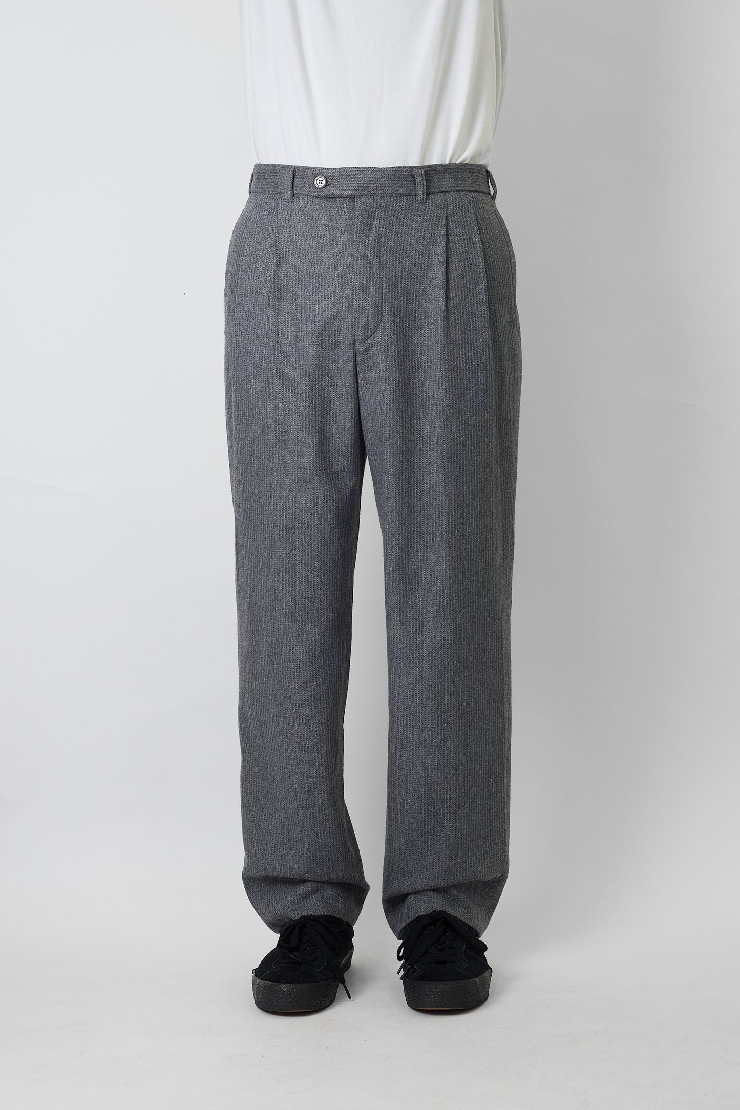 VINTAGE LIGHT GRAY WOOL WIDE PANTS