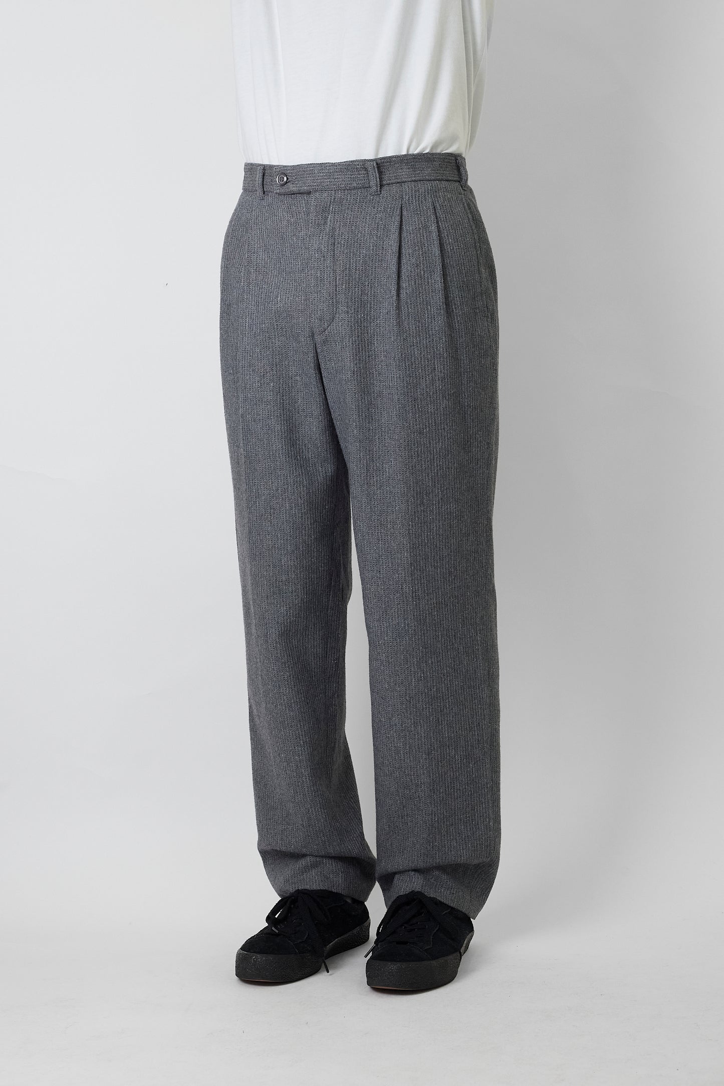 VINTAGE LIGHT GRAY WOOL WIDE PANTS