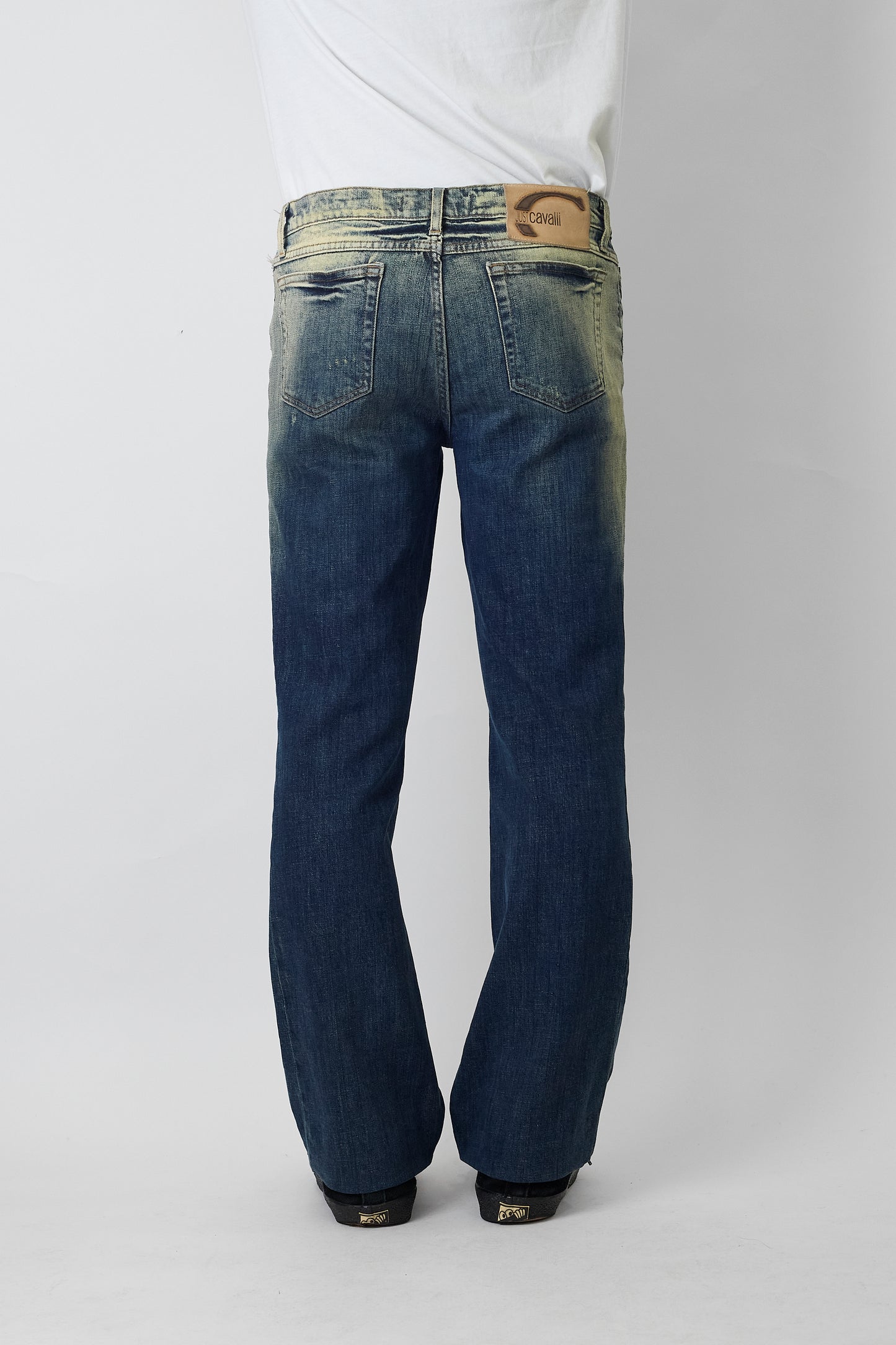 JUSTCAVALLI DESIGNED  BLUE DENIM WIDE PANTS MADE IN ITALY