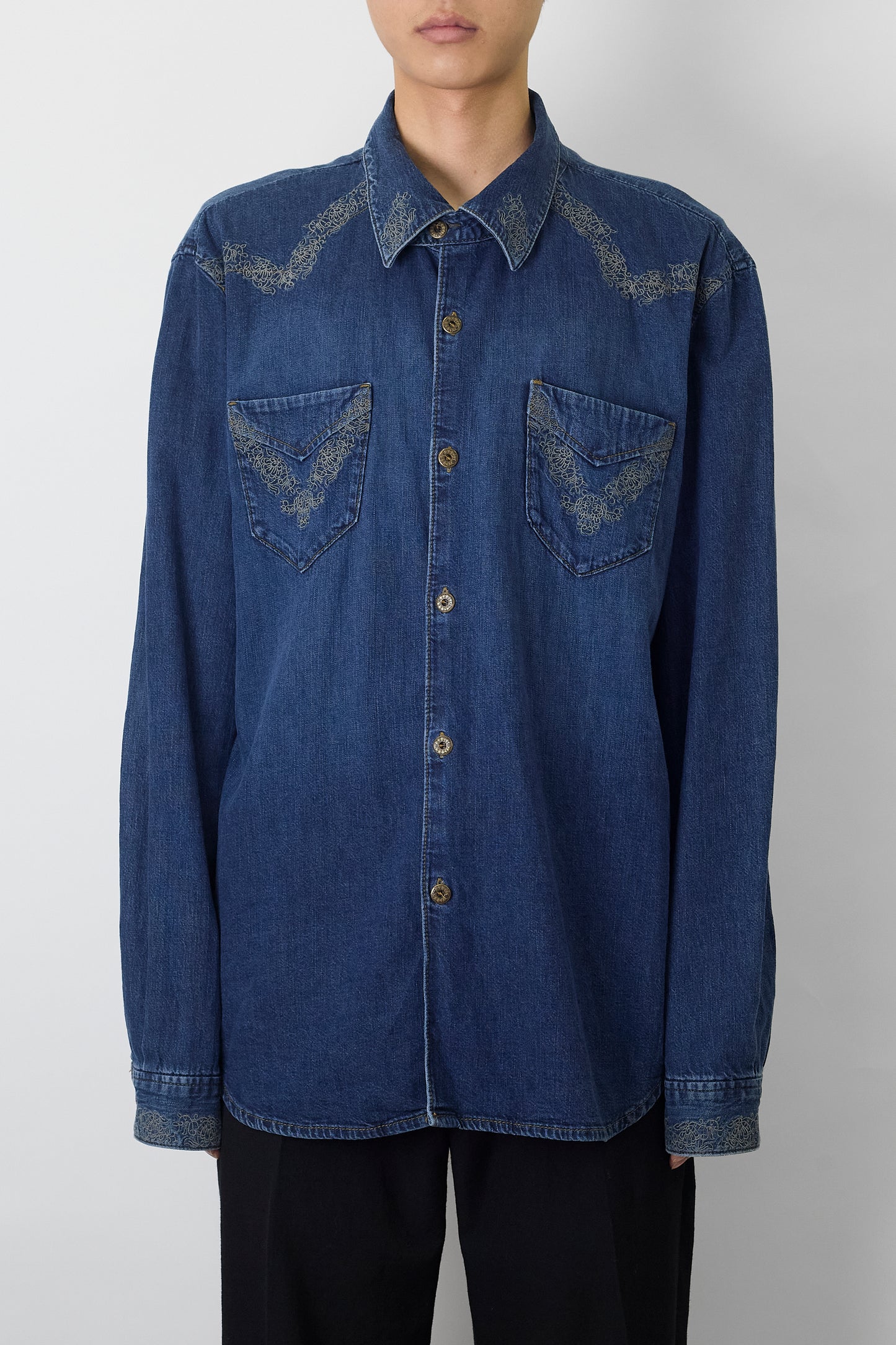 ARMANI EXCHANGE BLUE DENIM WESTERN SHIRT